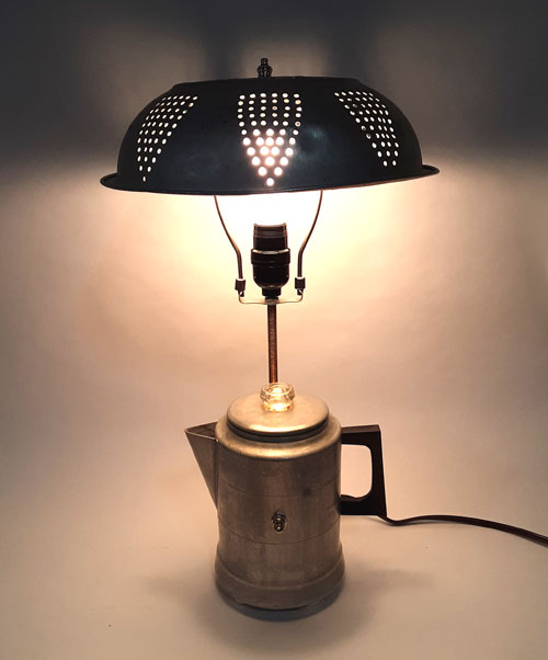 handmade Percolator Collander Lamp